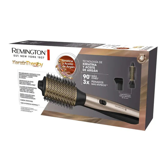 Cepillo y Multiestilizador REMINGTON Keratina y aceite de Argán AS8821-110F Dorado y negro
