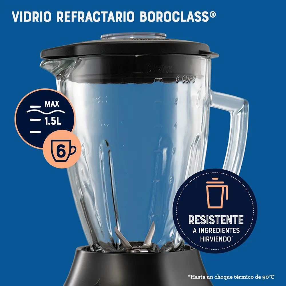 Licuadora Oster con Vaso de Vidrio Refractario