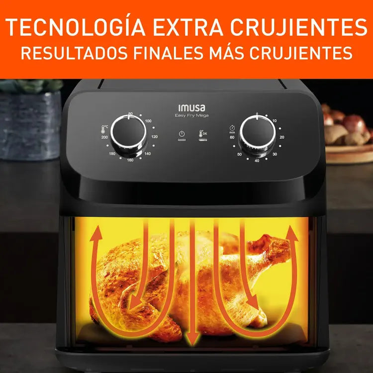 Freidora de aire IMUSA Mega Mecánica 7.5L Negra