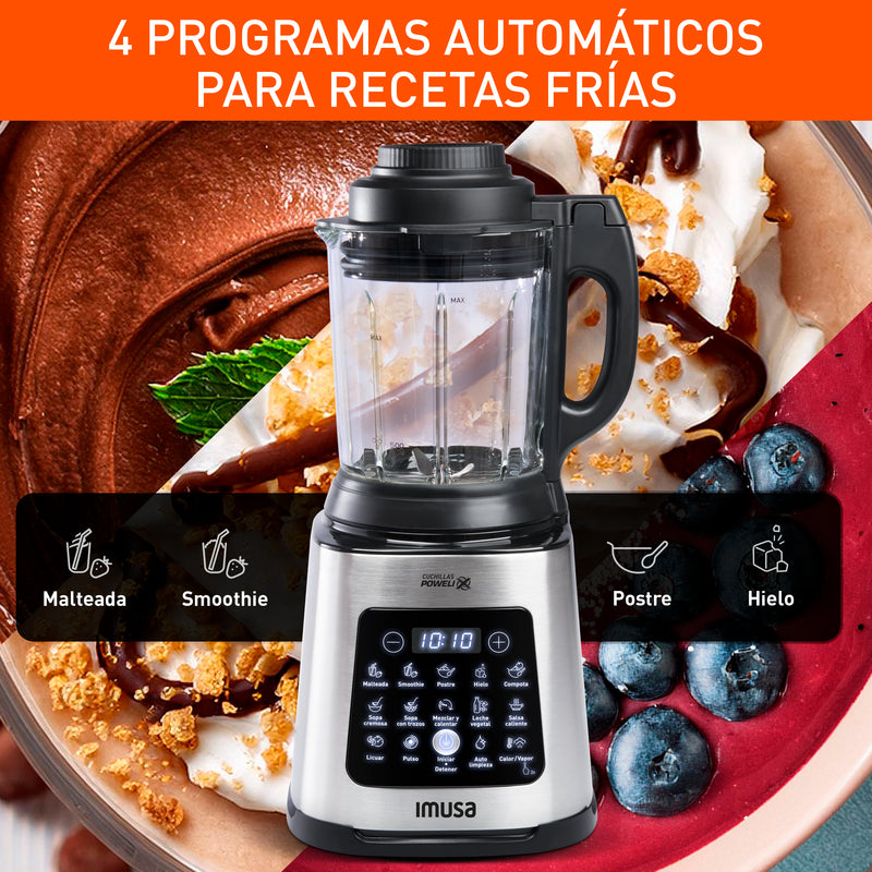 Licuadora IMUSA Ultraforce Cook, 10 programas automáticos y 1400 Watts de potencia