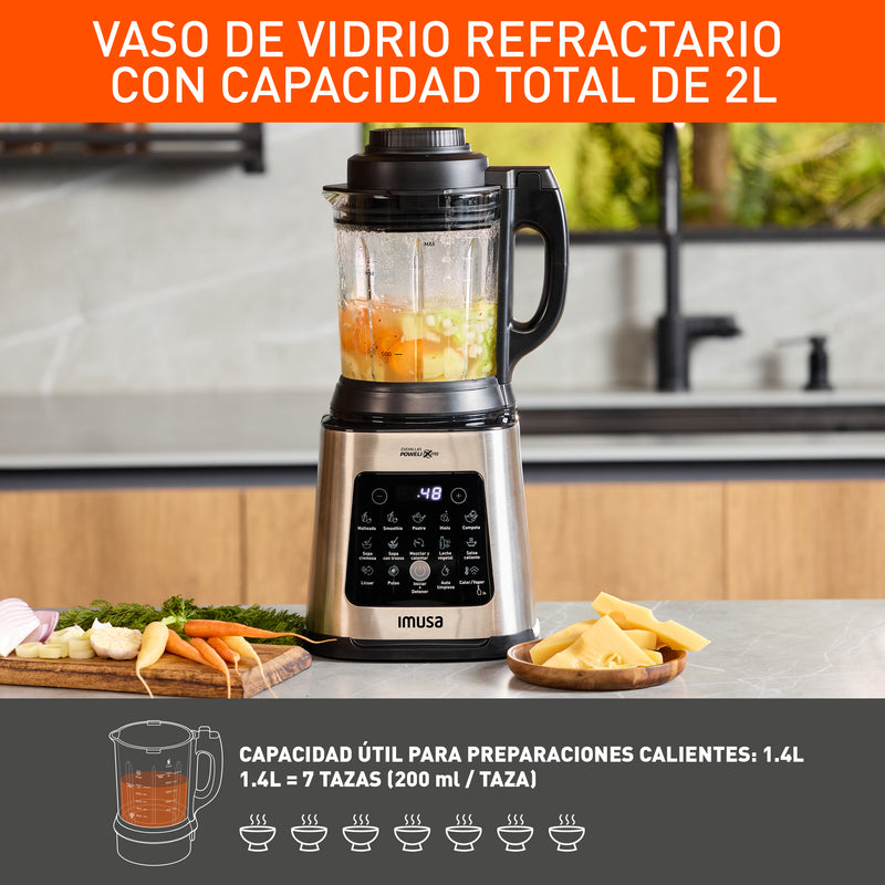 Licuadora IMUSA Ultraforce Cook, 10 programas automáticos y 1400 Watts de potencia
